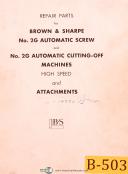 Brown & Sharpe-Brown & Sharpe 2G, Screw & Cut-Off Machine, Repair Parts Manual Year (1957)-2G-01